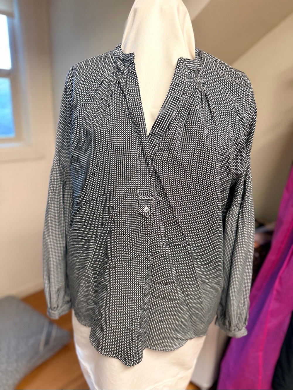 Joie Split Neck Blouse - mini star print